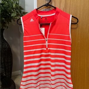Adidas Orange and White Zip-Up Top